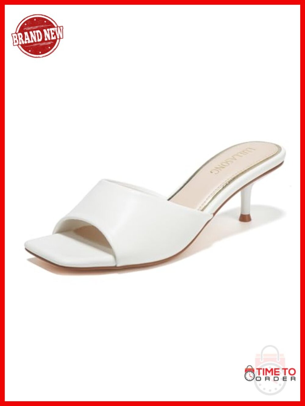 Kitten Heel Sandals Slip On Open Toe Faux Leather Dress Heels